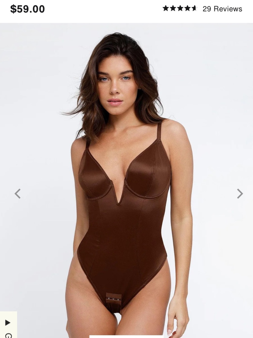 Sleek V-Plunge Brown Bodysuit